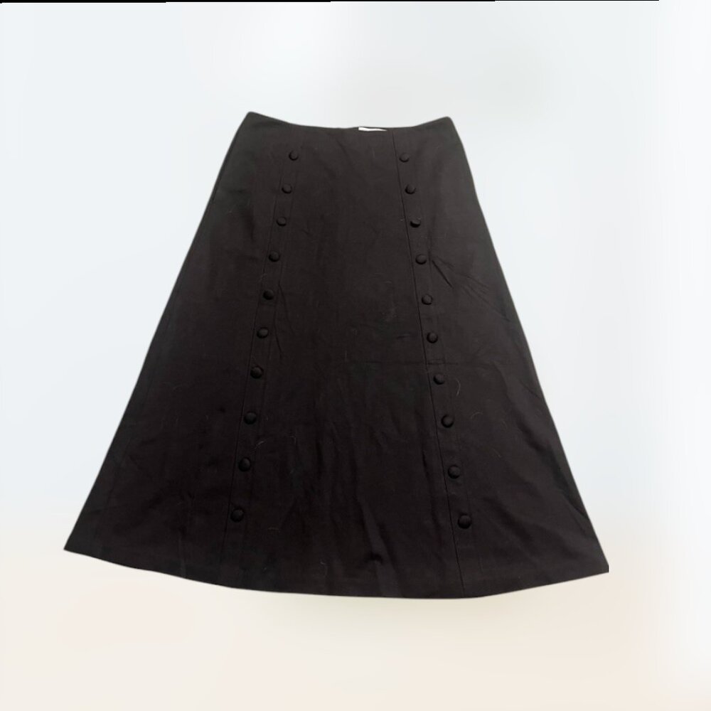 Carmen by Carmen Marc Valvo Skirt Size 4 Black A Line Button Accent Career